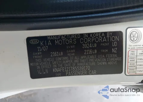 2008 Kia Spectra Ex from USA, damaged, VIN KNAFE121785539170